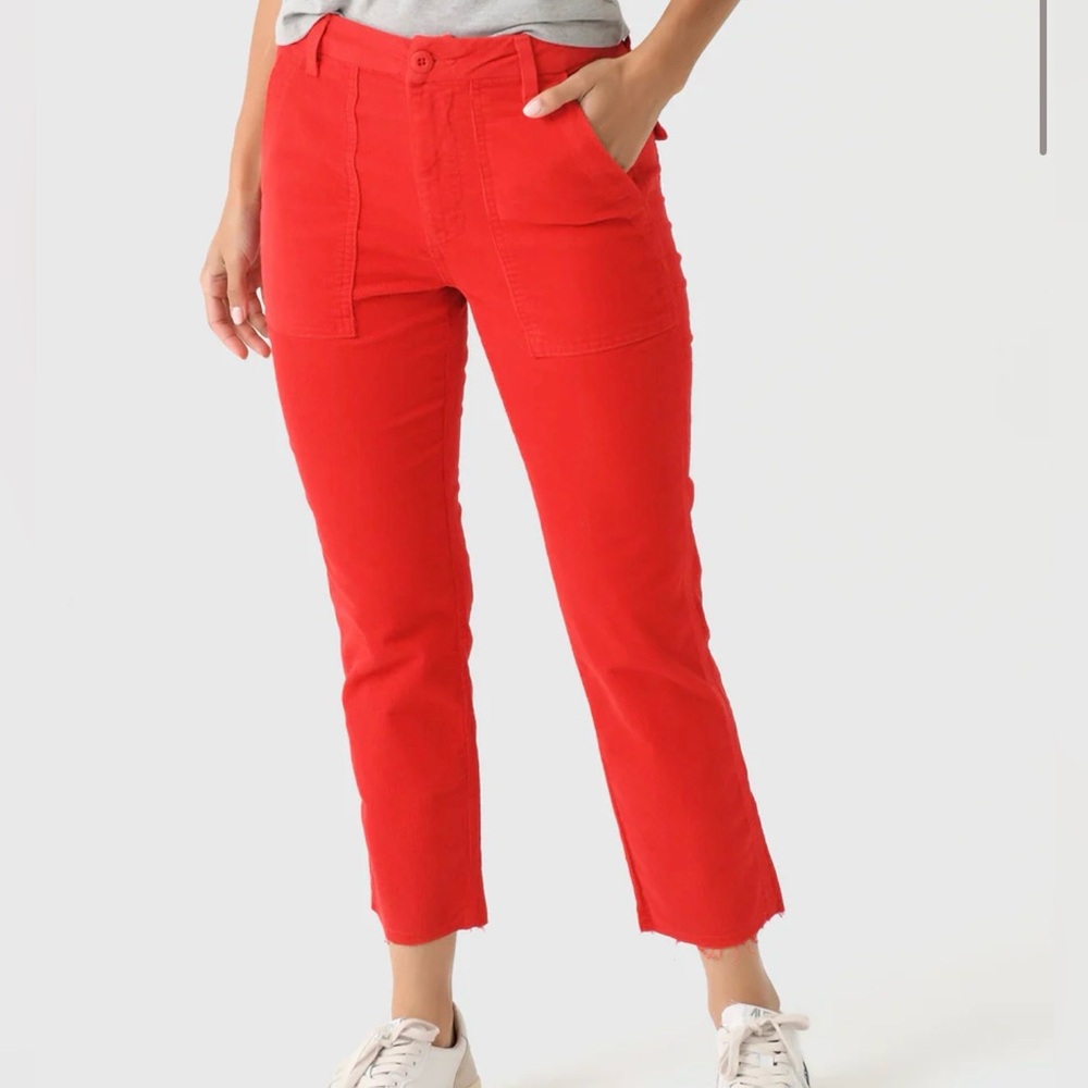 AMO Women's Corduroy Easy Army Trouser in Red, Size 25